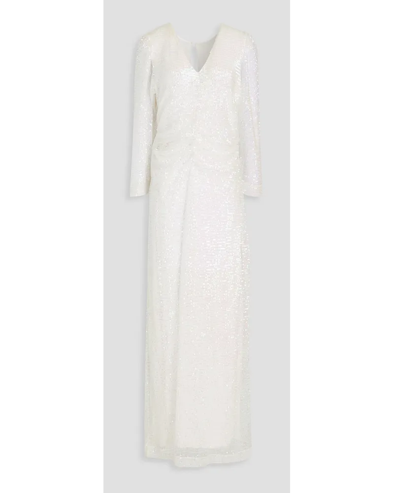 byTiMo Gerafftes Maxikleid Aus TüLl Mit Pailletten Weiß
