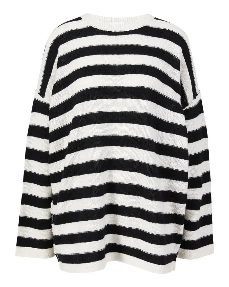 ALLUDE Gestreifter Woll Cashmere Pullover Schwarz/CrèMe CrèMe