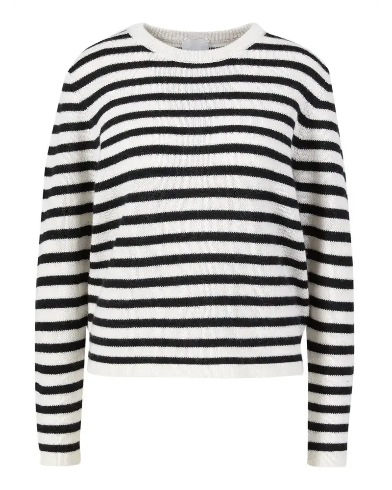 ALLUDE Gestreifter Woll Cashmere Pullover Schwarz/CrèMe CrèMe