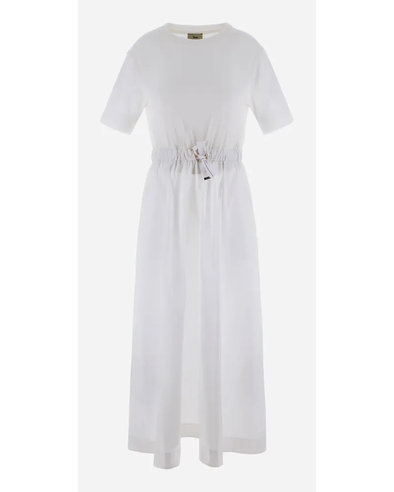 Herno Glam Knit Effect Und Techno Taffeta' Kleid Weiß