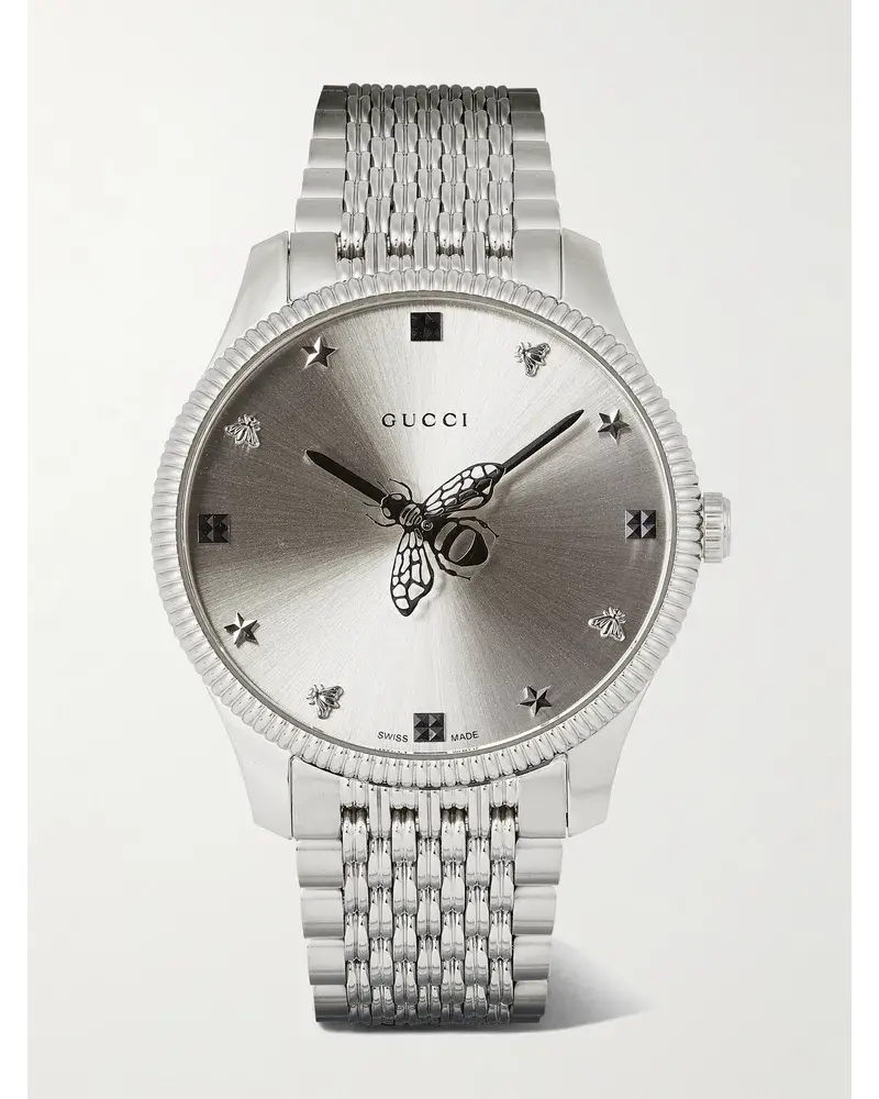 Gucci G Timeless 36 Mm Uhr Aus Edelstahl Grau