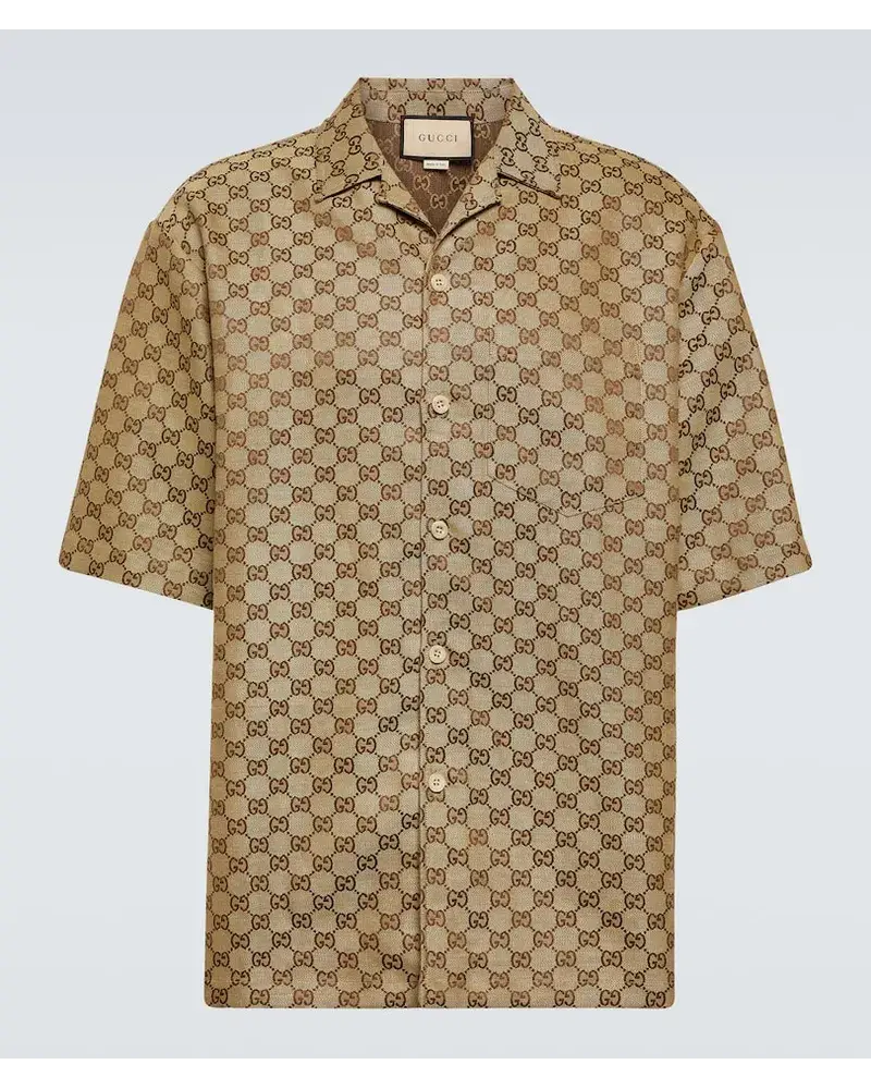 Gucci Hemd Gg Aus Jacquard Beige