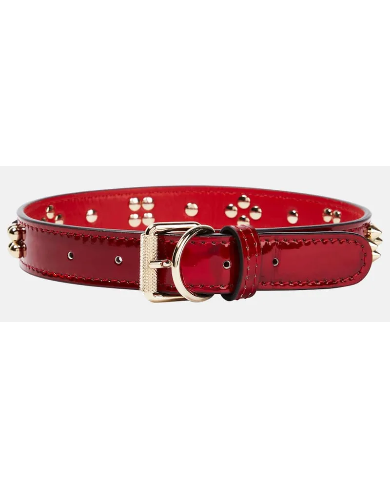 Christian Louboutin Halsband Fuer Hunde Loubicollar Aus Lackleder Rot