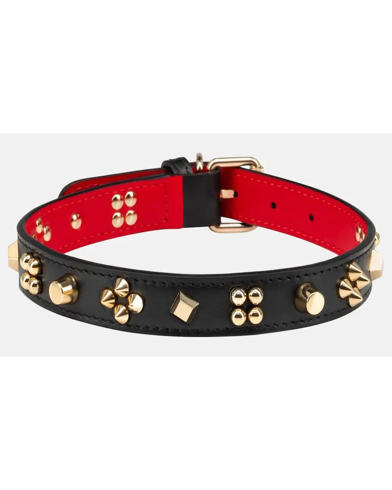 Christian Louboutin Halsband Fuer Hunde Loubicollar Aus Leder Schwarz