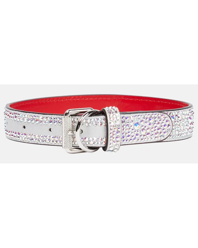 Christian Louboutin Halsband Fuer Hunde Loubicollar Aus Leder Silber