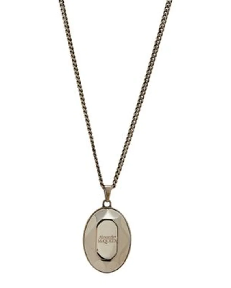 Alexander McQueen Halskette Mit Facettiertem Stein Silver