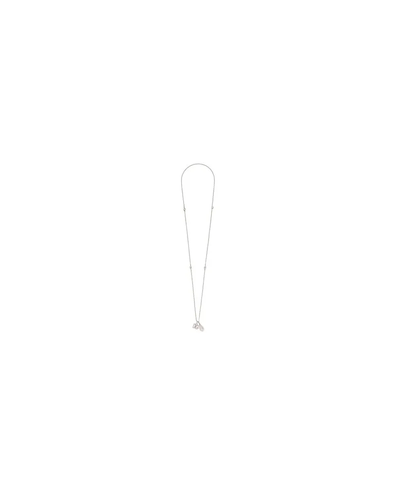 Dolce & Gabbana Halskette Mit Tropfen AnhäNger Und Dg Logo Silver