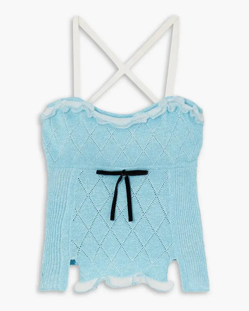 CORMIO Heide Top Aus Einer Baumwollmischung Mit Metallic Fasern Inpointelle Strick SamtbesäTzen Blau