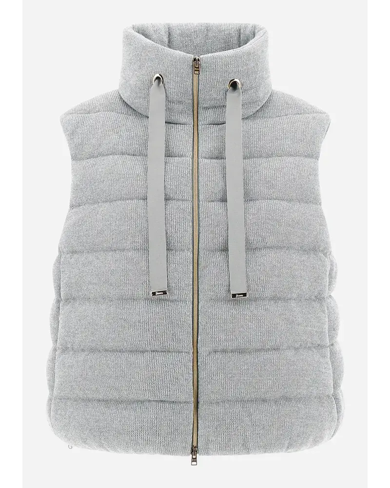 Herno äRmellose Jacke Aus Shiny Knit Perlweiß