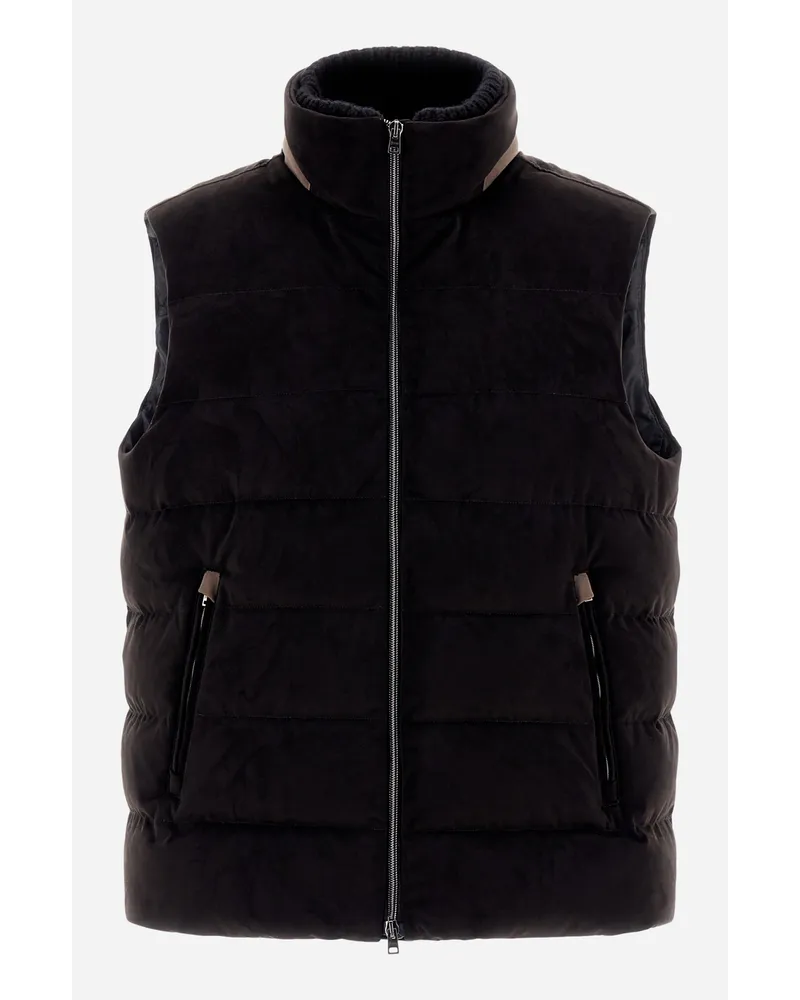 Herno äRmellose Jacke In Wildlederoptik Schwarz