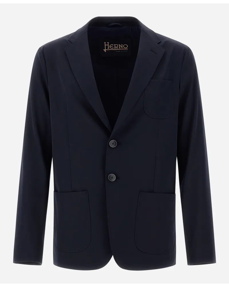 Herno Blazer Aus Easy Suit Stretch Marineblau