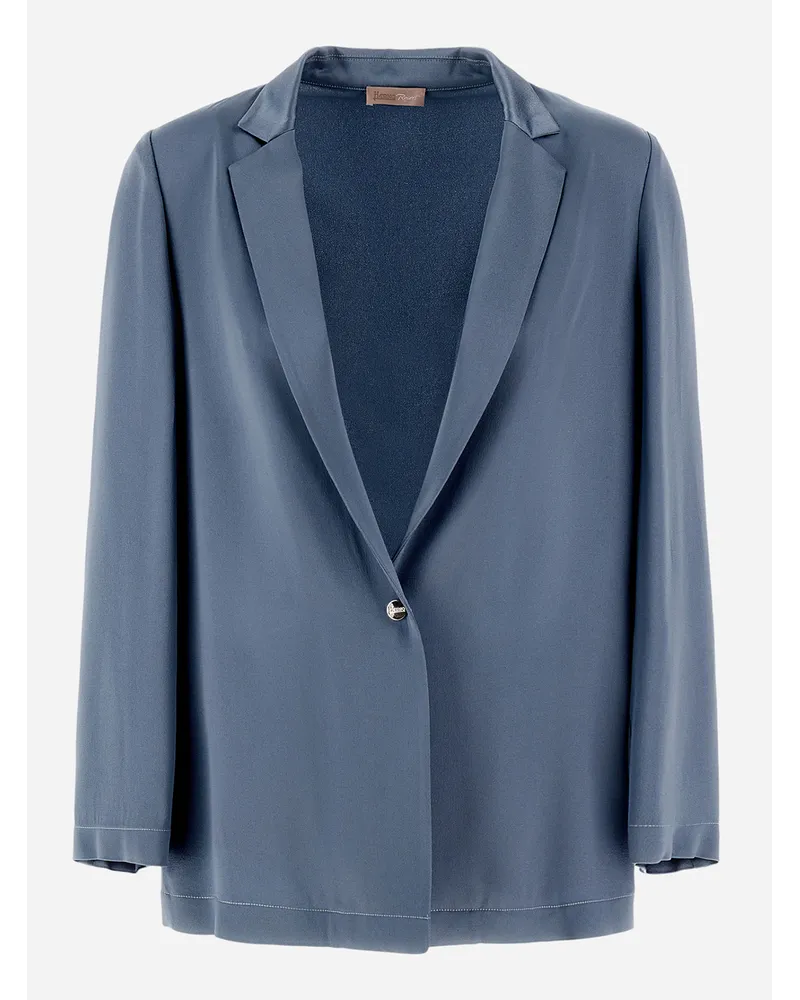 Herno Blazer Resort Aus Satin Effect Denim