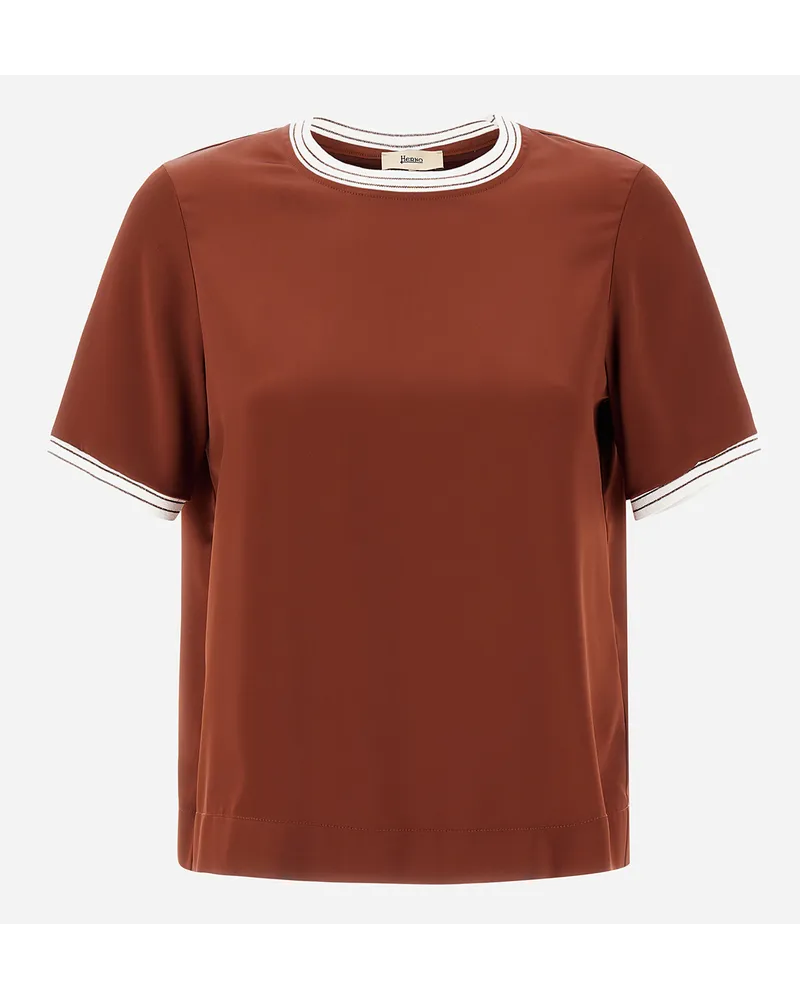 Herno Casual Satin T Shirt Gebrannt