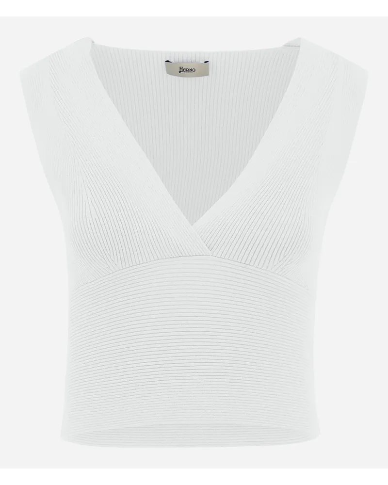 Herno Endless Viscose Rib Top Weiß