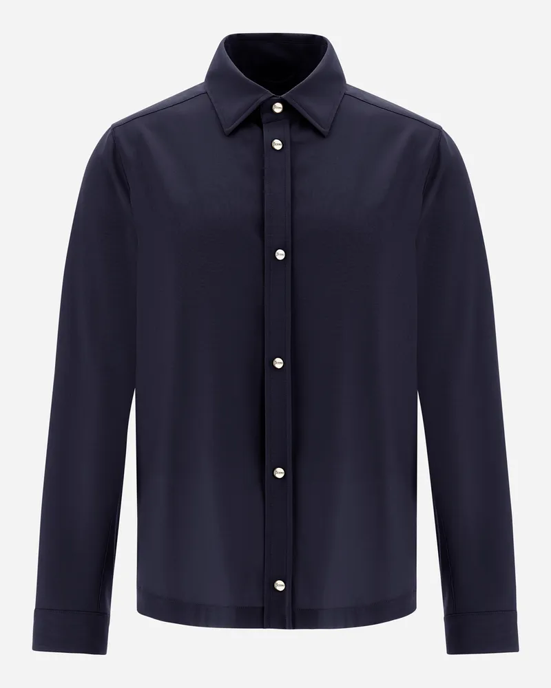 Herno Hemd Aus Crepe Fluid Marineblau