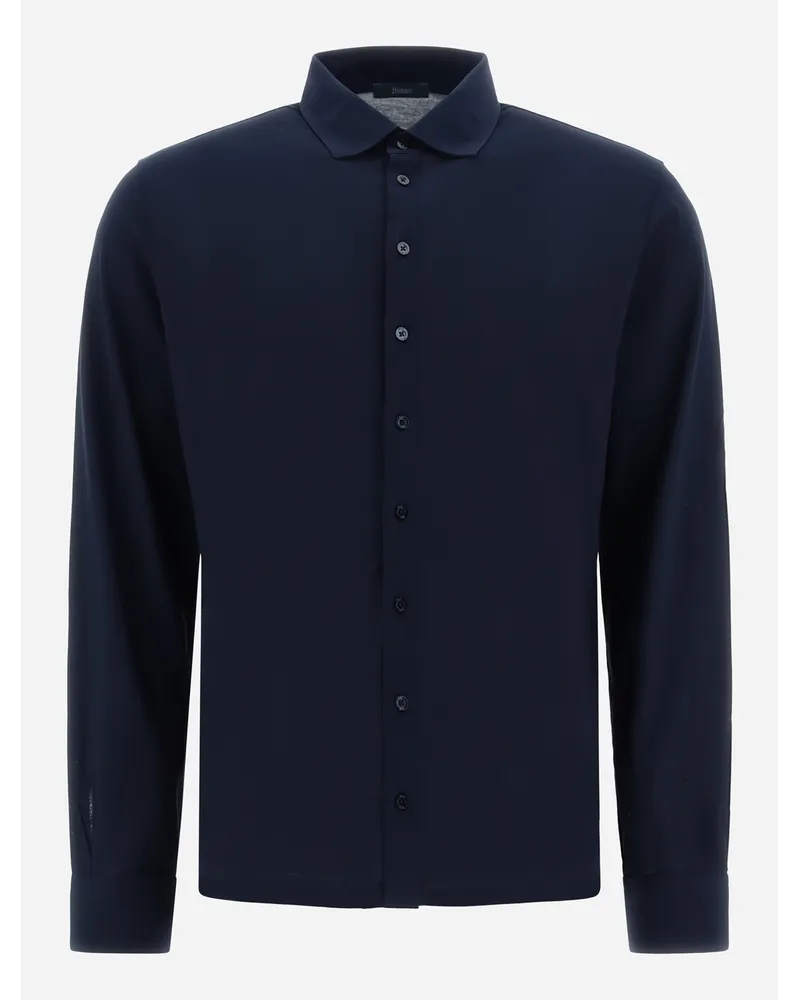Herno Hemd Aus CrêPe Jersey Marineblau