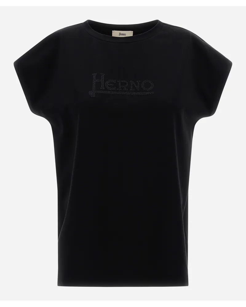 Herno Interlock Jersey T Shirt Schwarz