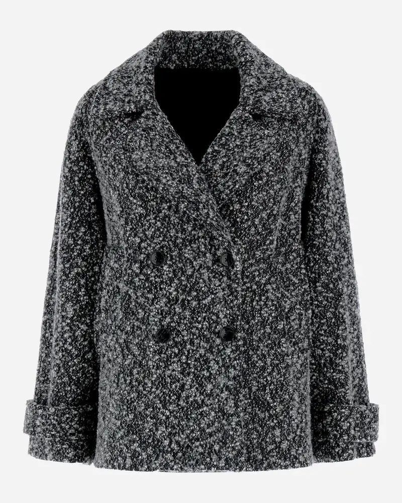 Herno Peacoat Aus Feeling Bouclé Wool Schwarz