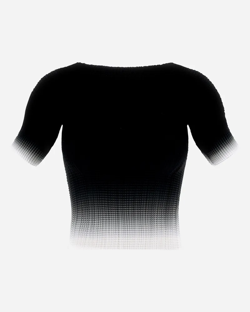 Herno Plissé Nuance T Shirt Schwarz