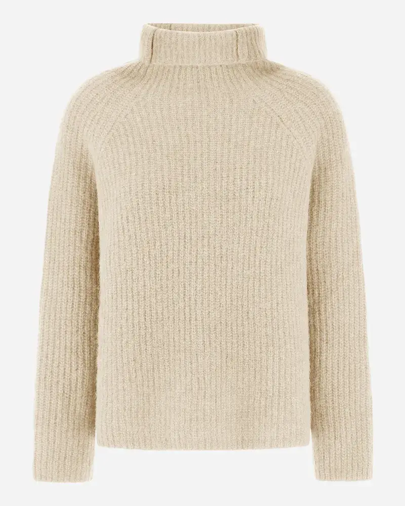 Herno Pullover Aus Plain Alpaca Wool Cremefarben