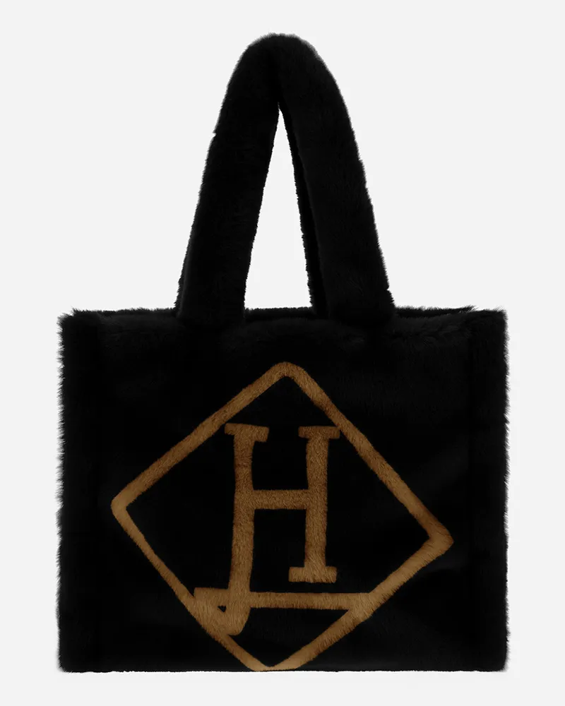 Herno Tasche Aus Soft Faux Fur Schwarz