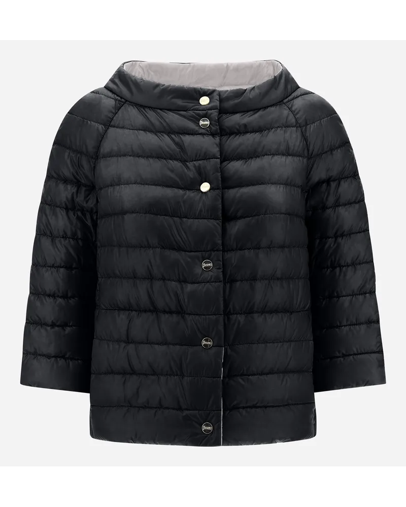 Herno Wendbares Cape Aus Nylon Ultralight Schwarz