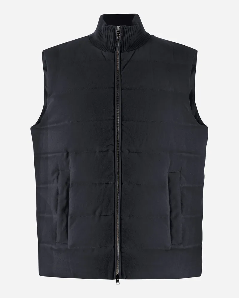 Herno Weste Aus Cashmere Seide Und Knit Marineblau
