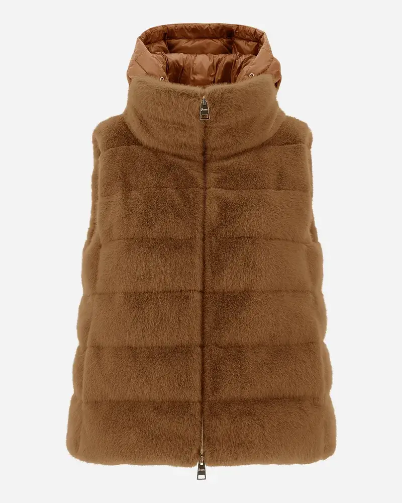 Herno Weste Aus New Lady Faux Fur Camel