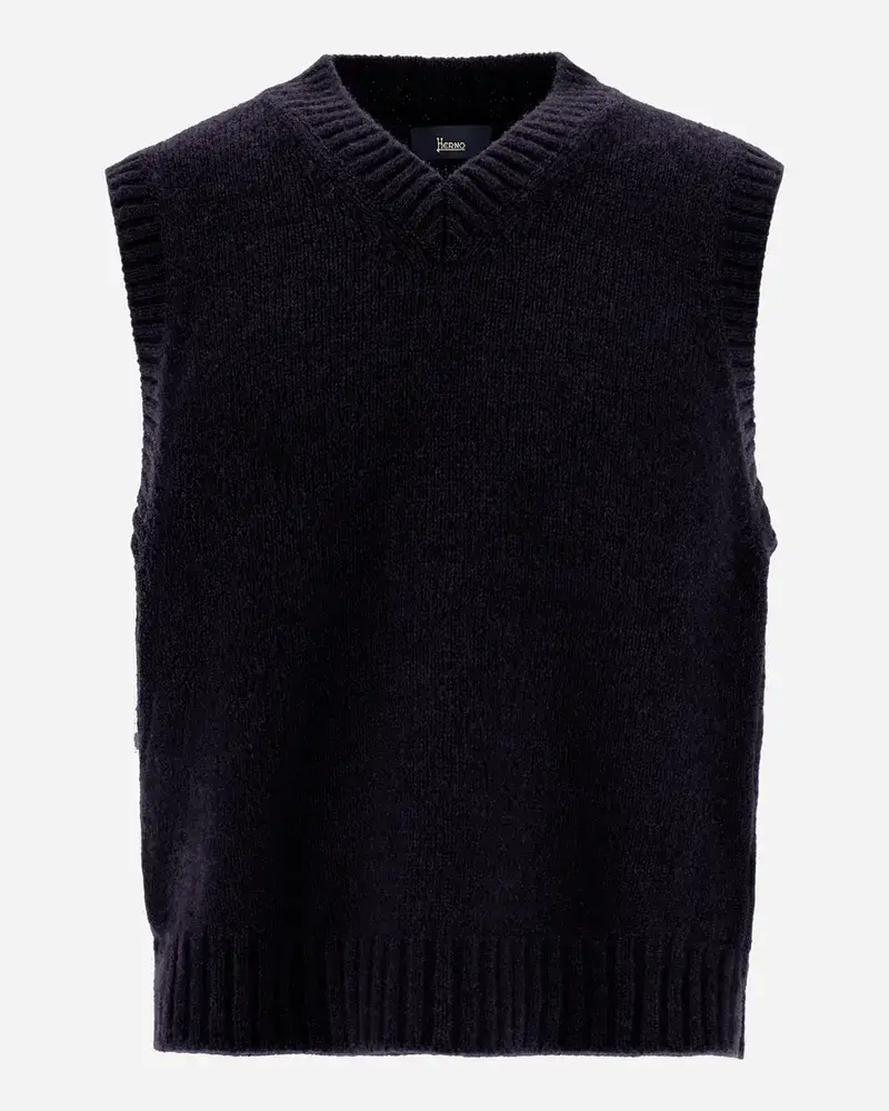 Herno Weste Aus Plain Alpaca Wool Marineblau
