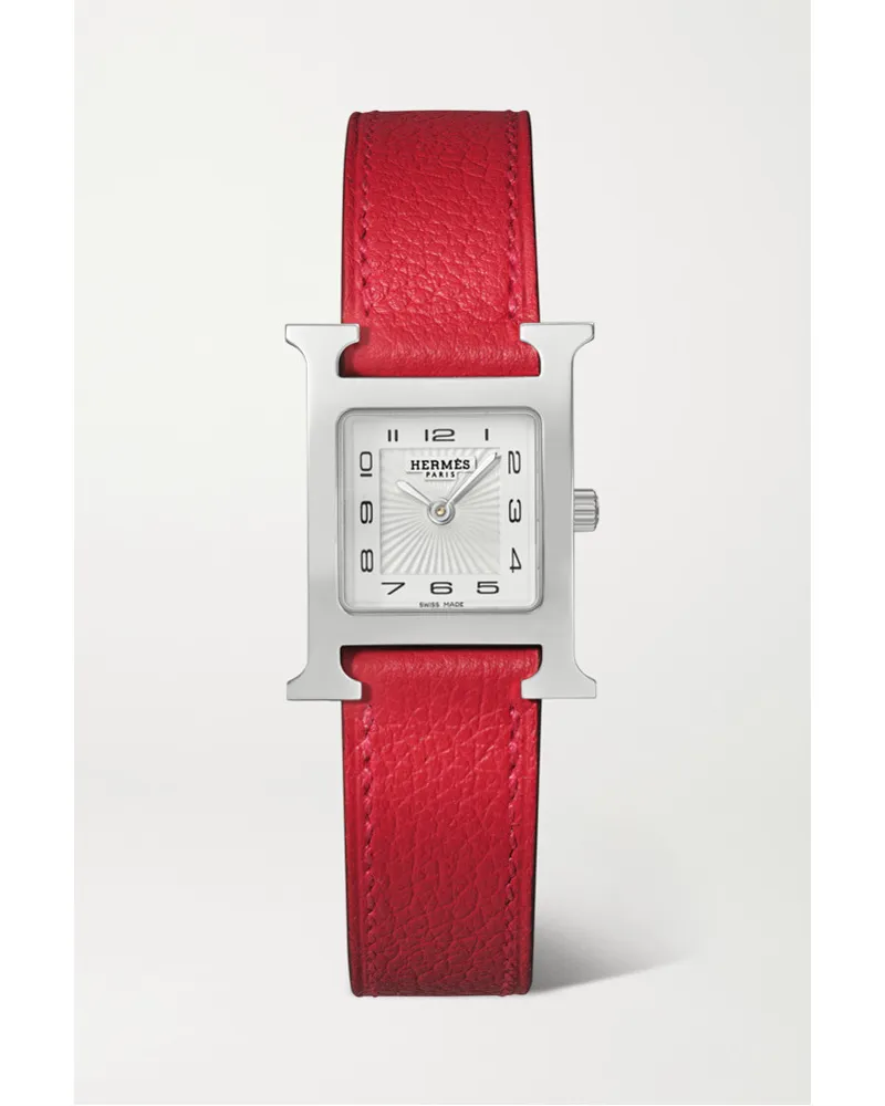 Hermès Heure H 25 Mm Kleine Uhr Aus Edelstahl Weiß
