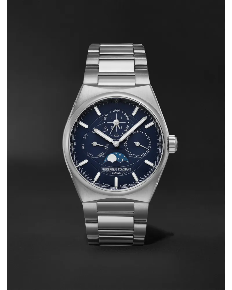 Frédérique Constant Highlife Perpetual Calendar Moon Phase 41 Mm Uhr Aus Edelstahl Mit Automatischem Aufzug Und Lederarmband Ref. Nr.: Fc 775bl4nh6b Blau