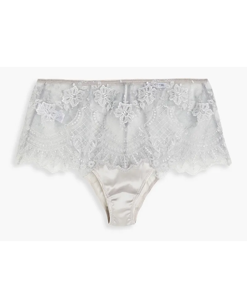 I.D. SARRIERI Hoch Sitzendes HöSchen Aus Satin Mit TüLleinsäTzen Und Stickereien Grau