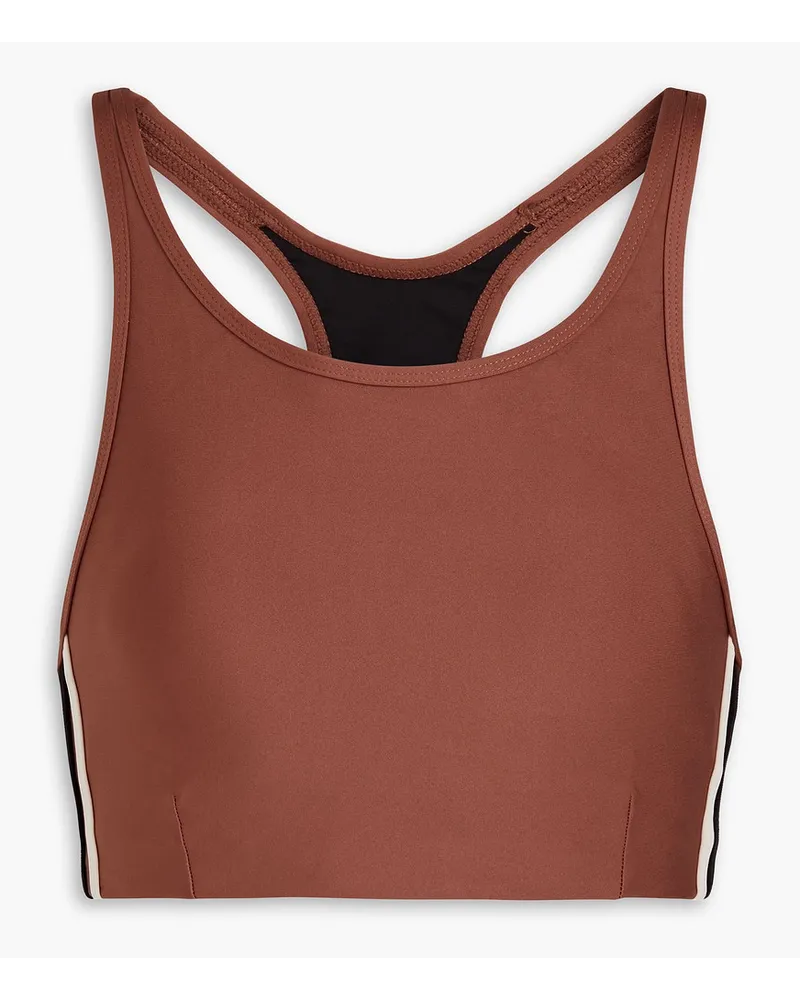 The Upside Hustle Linda Gestreifter Sport Bh Aus Stretch Material Braun