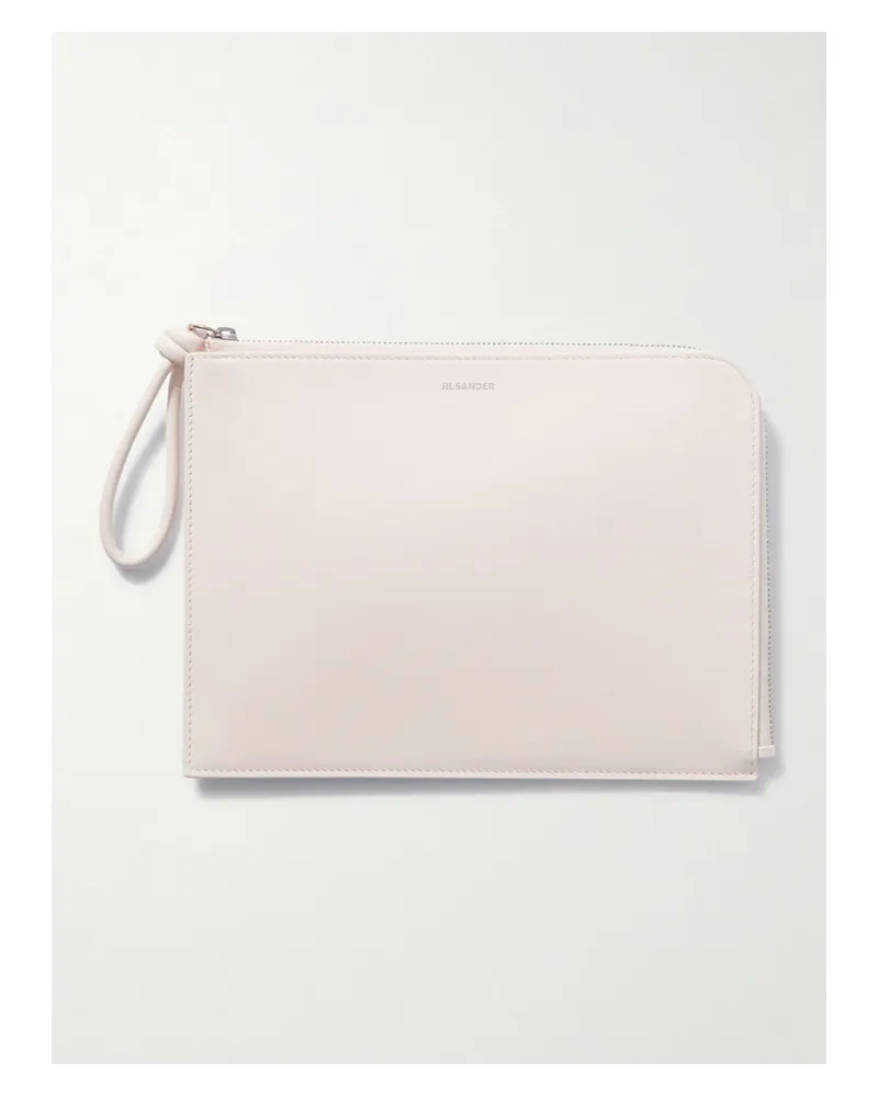 Jil Sander Clutch Aus Leder Wollweiß
