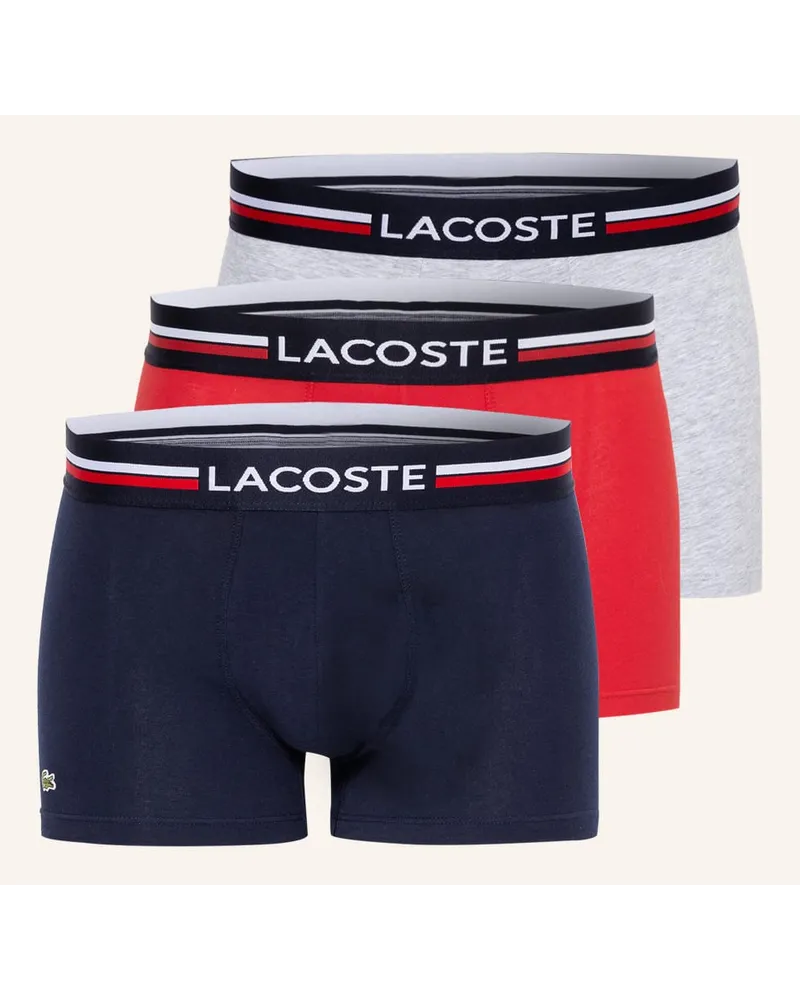 Lacoste 3er Pack Boxershorts Rot