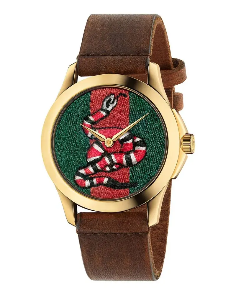 Gucci Le Marché Des Merveilles Uhr GehäUse 38mm Schlangen Motiv Braun