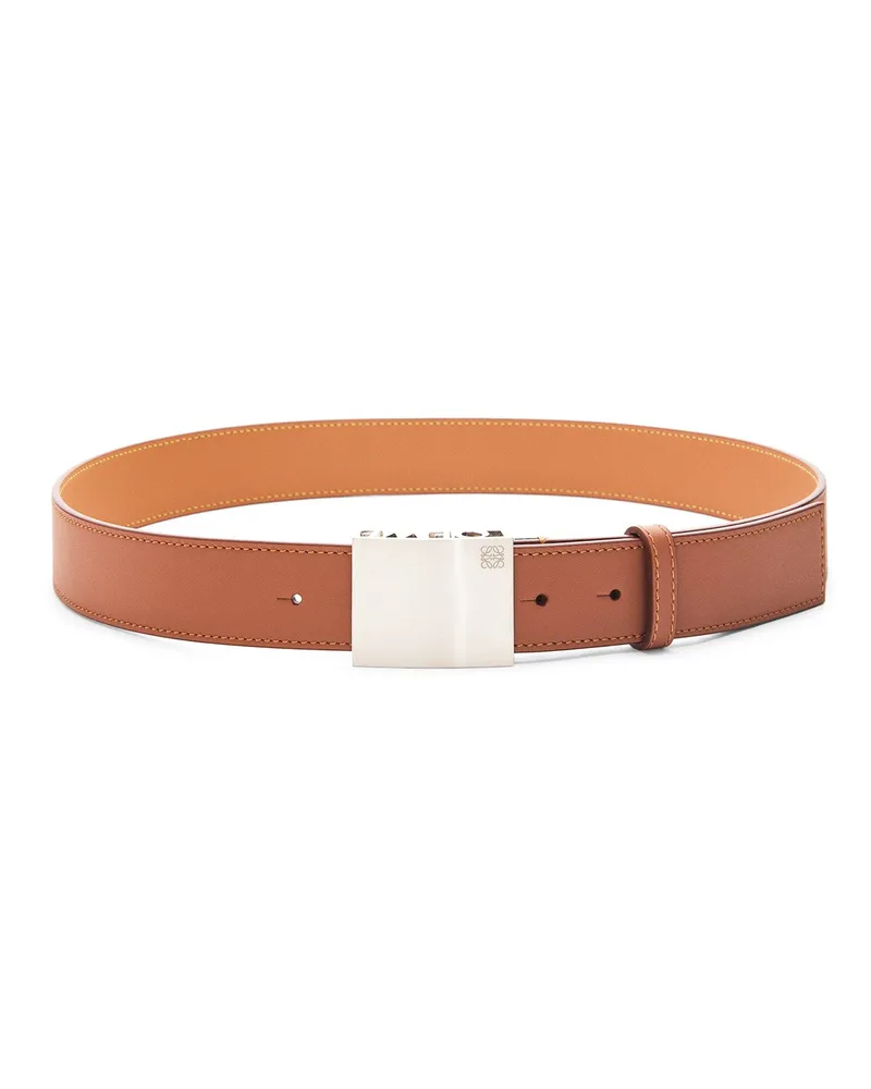 Loewe Luxury Plaque Belt In Smooth Calfskin Tan