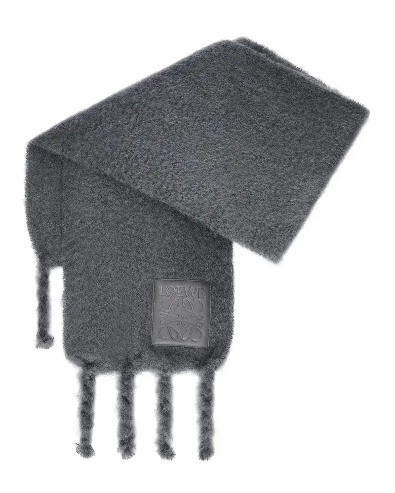 Loewe Luxury Scarf In Wool And Mohair Dark