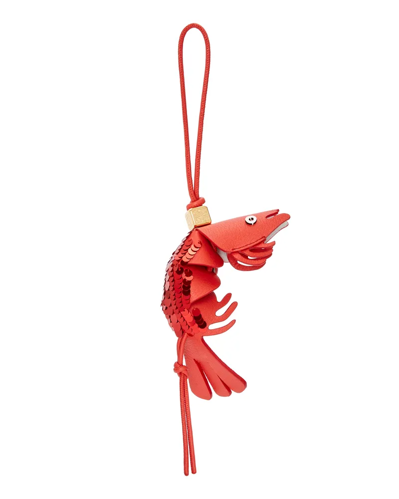 Loewe Luxury Shrimp Charm In Classic Calfskin Red