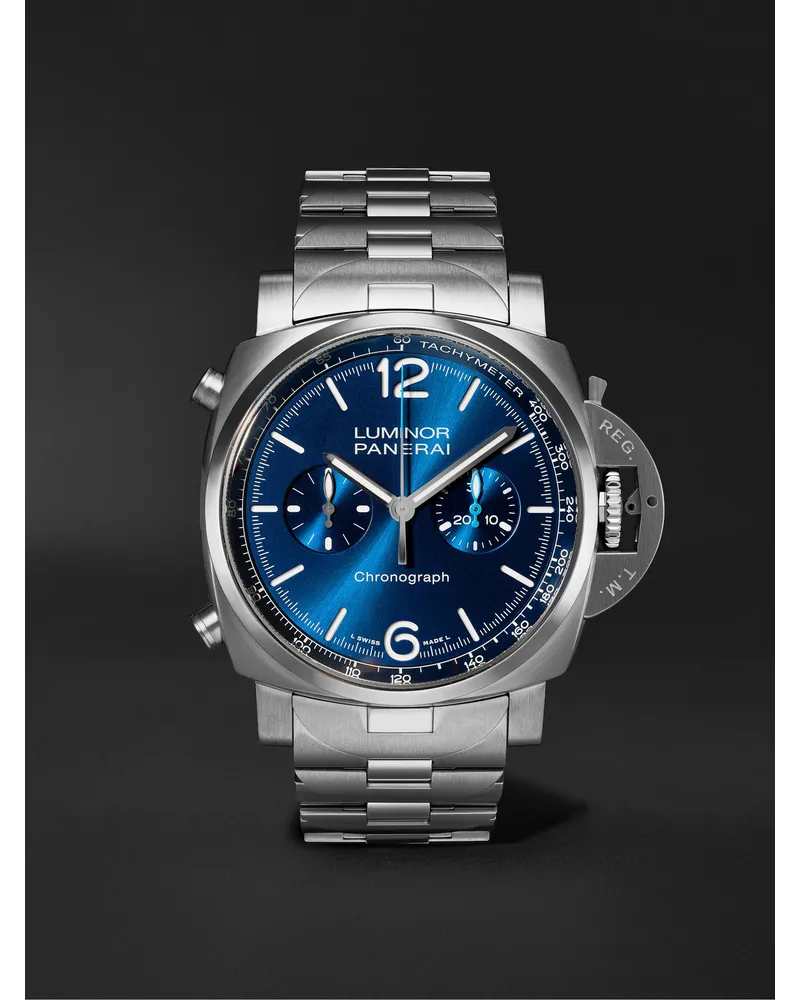 OFFICINE PANERAI Luminor Chrono Automatic Chronograph 44 Mm Uhr Aus Edelstahl Ref. Nr.:Pam01110 Blau