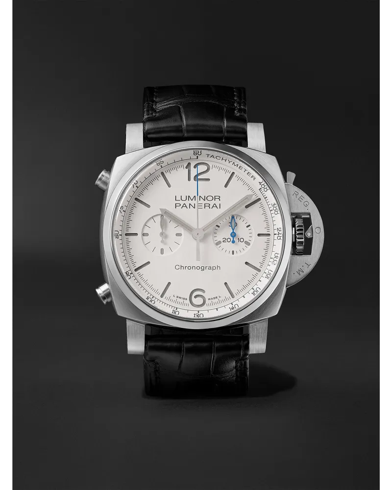 OFFICINE PANERAI Luminor Chrono Automatic Flyback Chronograph 44 Mm Uhr Aus Edelstahl Mit Alligatorlederarmband Ref. Nr. Pam1218 Schwarz