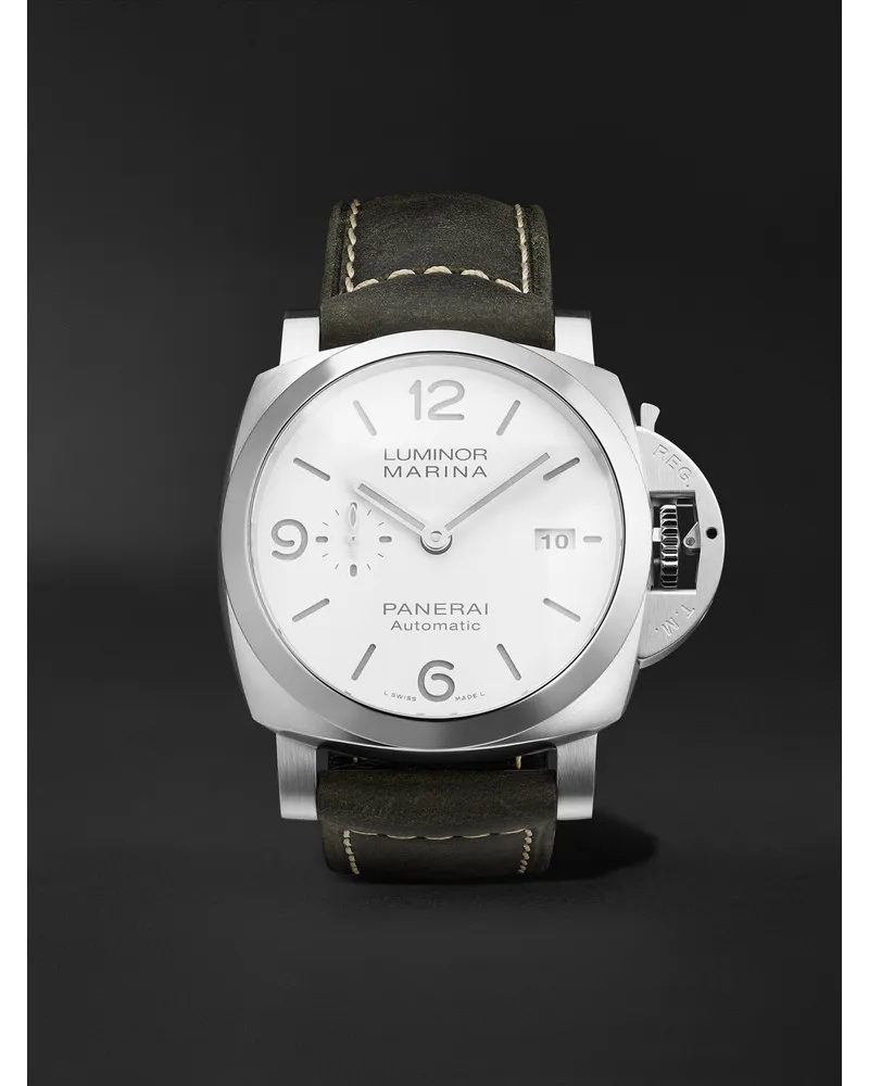 OFFICINE PANERAI Luminor Marina Automatic 44 Mm Uhr Aus Edelstahl Mit Lederarmband Ref. Nr. Pam01314 Weiß