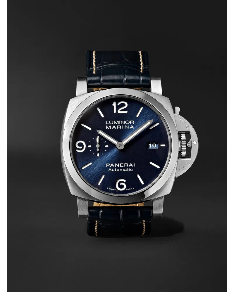 OFFICINE PANERAI Luminor Marina Automatic 44 Mm Uhr Aus Edelstahl Mit Alligatorlederarmband Ref. Nr. Pam01313 Blau