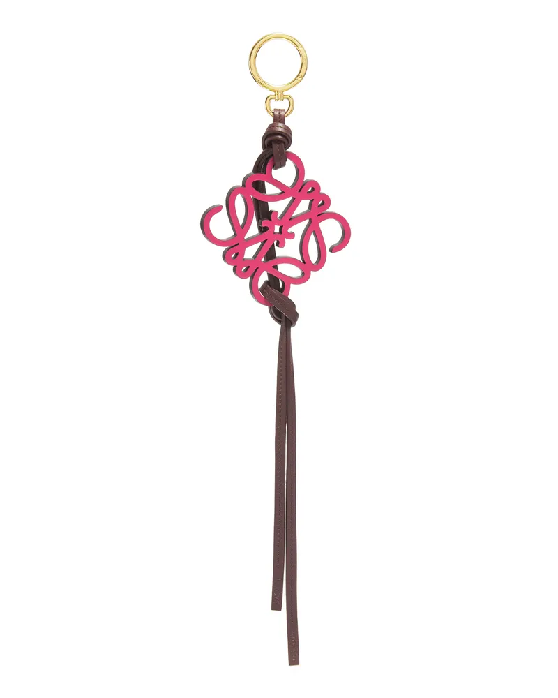 Loewe Luxury Anagram Charm In Classic Calfskin And Brass Burgundy