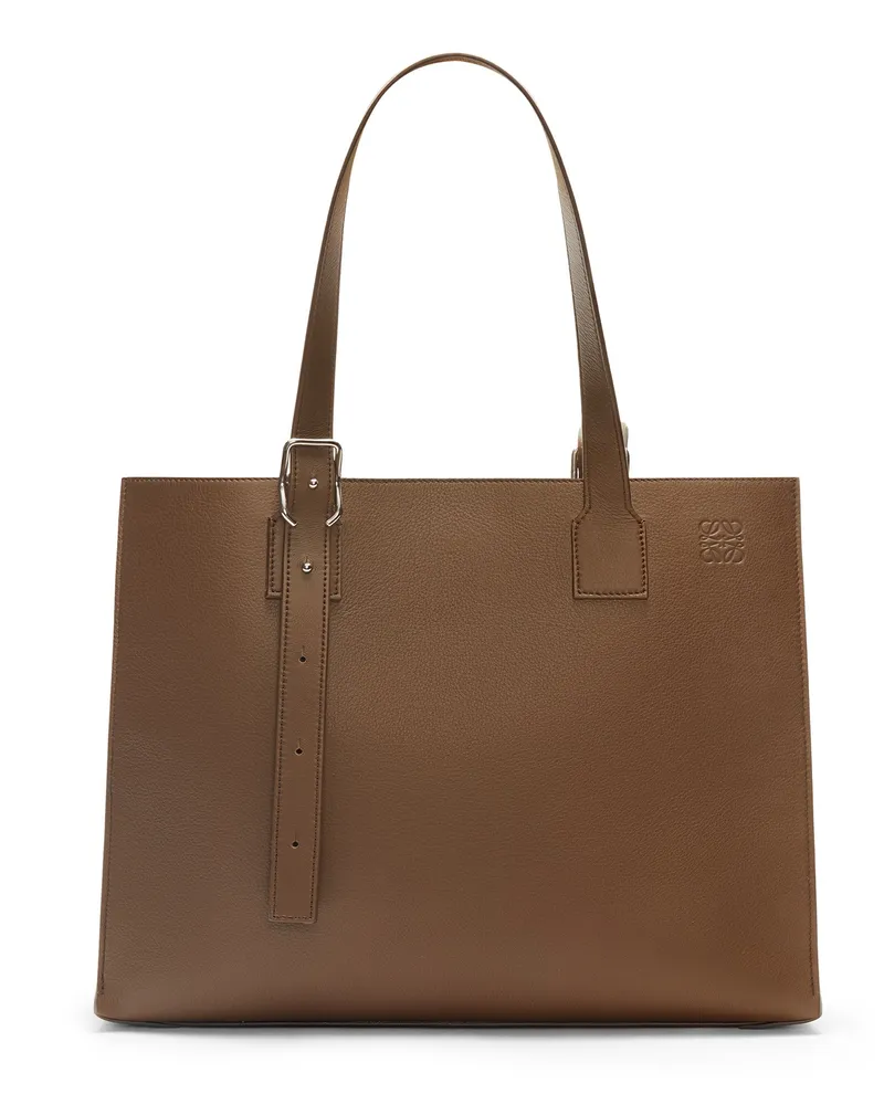 Loewe Luxury Buckle Horizontal Tote In Classic Calfskin Umber