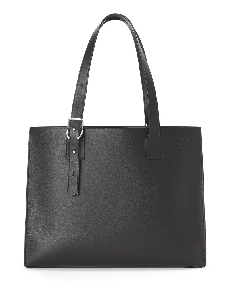 Loewe Luxury Buckle Horizontal Tote In Classic Calfskin Black