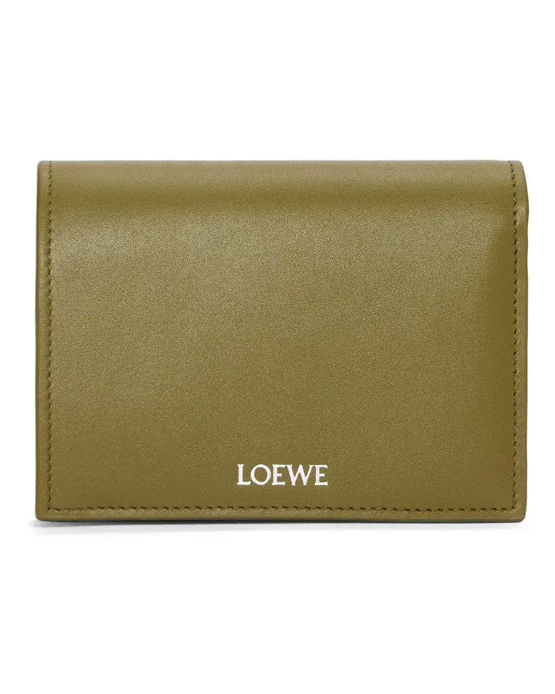 Loewe Luxury Folded Wallet In Shiny Nappa Calfskin Olive