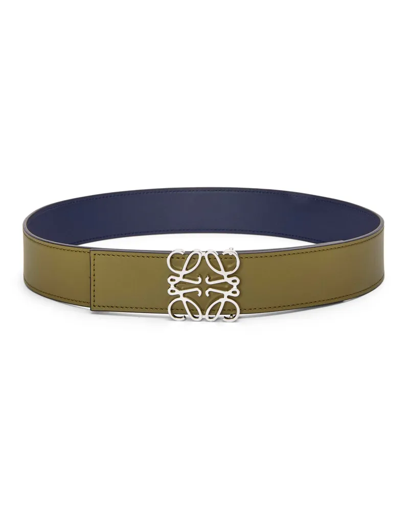 Loewe Luxury Reversible Anagram Belt In Smooth Calfskin Olive