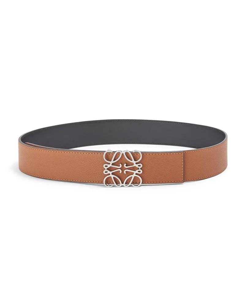 Loewe Luxury Reversible Anagram Belt In Soft Grained Calfskin And Smooth Tan