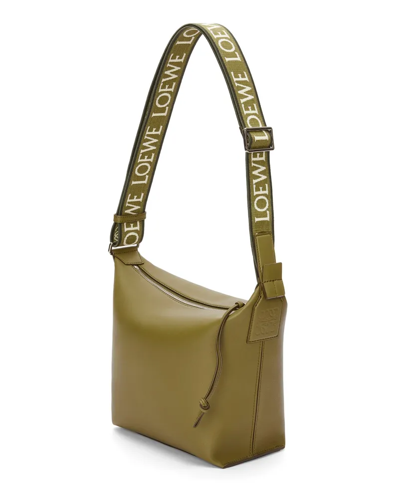 Loewe Luxury Small Cubi Crossbody Bag In Supple Smooth Calfskin And Jacquard Olive